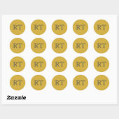 Eerste letters monogram goud & blauw effen eenvoud ronde sticker (Vel)
