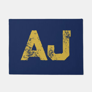 Eerste letters monogram goud & blauw gewoon eenvou deurmat