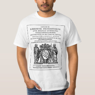 Eerste lijst van verboden boeken door kerk & staat t-shirt