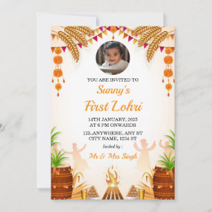 Eerste Lohri Invitation Kaart, Lohri Party Kaart