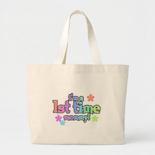 Eerste maal mammie-regenboogT-shirts en schenkinge Grote Tote Bag