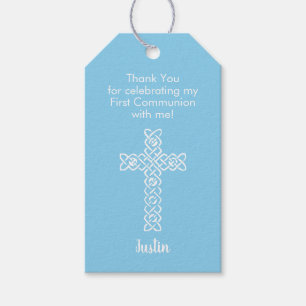 Eerste mededeling Hartelijk dank voor Baby Blue Cadeaulabel