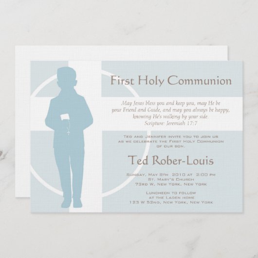 Eerste mededeling - Jongen Kaart (Voorkant / Achterkant)