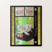 Eerste Moederdag 3 Foto Collage Black Gold Legpuzzel (Verticaal)