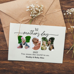 Eerste Moederdag 3 foto's collage Moeder uitsnijde Briefkaart