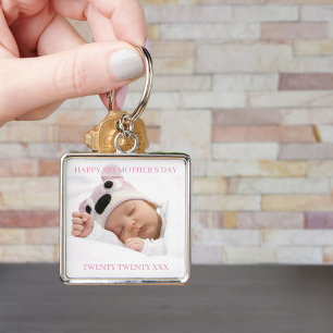 Eerste Moederdag Aangepast jaar en Baby Girl Foto Sleutelhanger