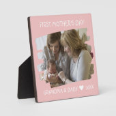 Eerste Moederdag als oma kleinkind Roze Foto Fotoplaat (Voorkant)