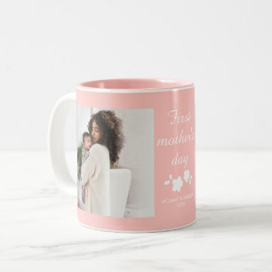 Eerste Moederdag Bloemige Moeder & Kind Ontwerp Tweekleurige Koffiemok