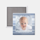 Eerste Moederdag Blue Striped Baby Photo Magnet Magneet (Voorkant / Achterkant)