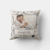 Eerste Moederdag Blush Botanische Foto Kussen (Achterkant)