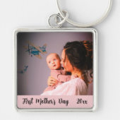 Eerste Moederdag Custom Mam en Baby Uniek houdt Sleutelhanger (Voorkant)