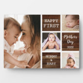 Eerste Moederdag Dark Wood 4 fotocollage Fotoplaat (voorkant)