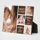 Eerste Moederdag Dark Wood 4 fotocollage Fotoplaat (Zijkant)