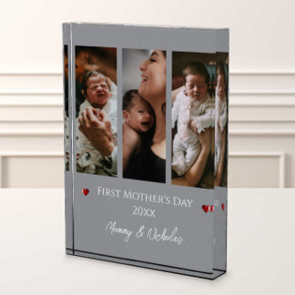 Eerste Moederdag drie fotocollage | Gray Fotoblokken