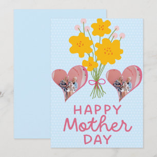 Eerste Moederdag Foto Heart New Mam Pink Brown Bedankkaart