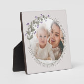 Eerste Moederdag Foto Paars Wilde Lijst Fotoplaat (Voorkant)