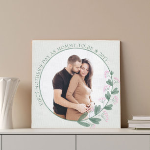 Eerste Moederdag Foto Wildflower Floral Lijst Canvas Afdruk