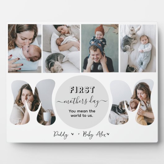 Eerste moederdag fotocollage plaque fotoplaat (Voorkant)