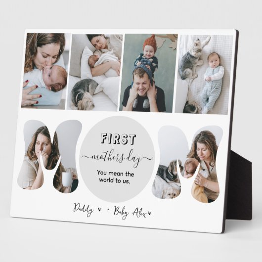 Eerste moederdag fotocollage plaque fotoplaat (Zijkant)