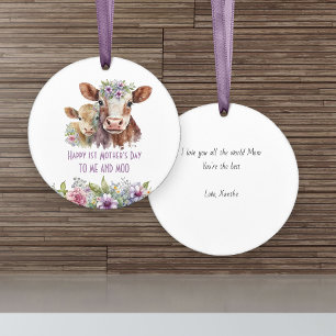 Eerste Moederdag Ik en Moo Schattige Moeder Baby K Keramisch Ornament