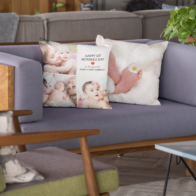 Eerste Moederdag | Kute fotocollage Kussen (Creator heeft geüpload)