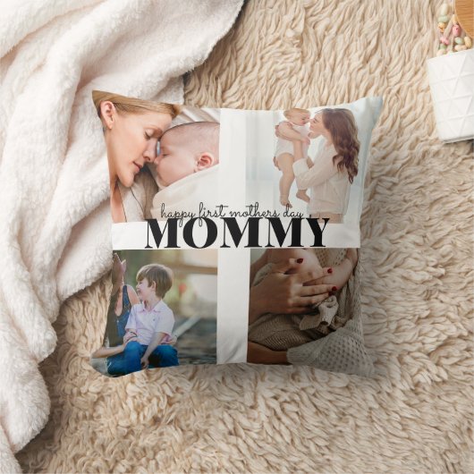 Eerste moederdag & Leuke 4 foto's Sierkussen (Deken)