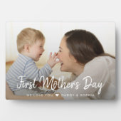 Eerste Moederdag Modern Script Baby Foto Fotoplaat (voorkant)
