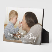 Eerste Moederdag Modern Script Baby Foto Fotoplaat (Zijkant)