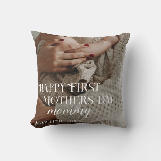 eerste moederdag moderne foto Gooi kussen (Voorkant)