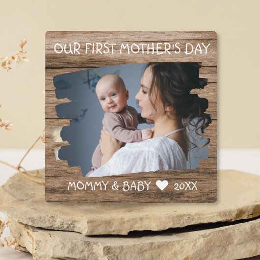 Eerste Moederdag Nieuwe Baby Foto Keepomwille Wood Fotoplaat