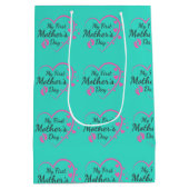 Eerste moederdag; roze; hart; medium cadeauzakje (Achterkant)