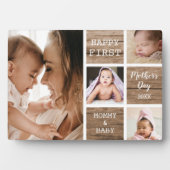 Eerste Moederdag Rustic Wood 4 fotocollage Fotoplaat (voorkant)