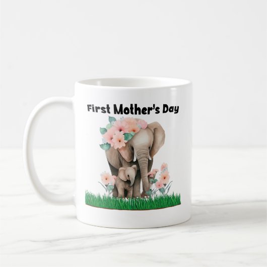 Eerste Moederdag schattige olifant Koffiemok (Links)