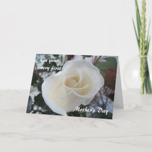Eerste Moederdag voor Daughter-White Rose Kaart