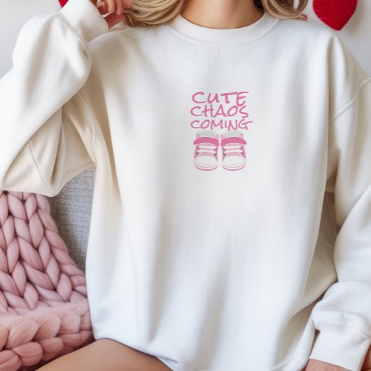 Eerste Moederdag Zwangere licht roze babyschoenen Trui