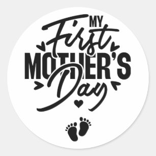 Eerste Moederdag Zwangerschap Mam Ronde Sticker