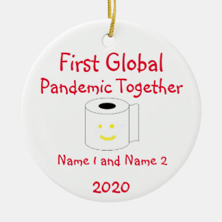 Eerste mondiale pandemie samen keramisch ornament