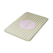 Eerste monogram & naam pastel roze groen gestreept badmat (Gekanteld)