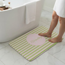 Eerste monogram & naam pastel roze groen gestreept