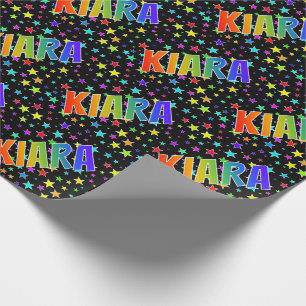 Eerste naam "KIARA" + sterren regenboog Cadeaupapier