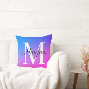Eerste naam Monogram Initiaal Ombre Worp Kussen