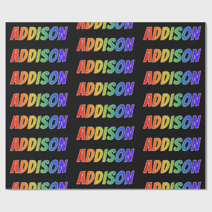 Eerste naam Regenboog "ADDISON"; Leuk & Kleurrijk Cadeaupapier