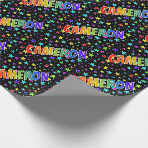 Eerste naam Regenboog "CAMERON" + Sterren Cadeaupapier