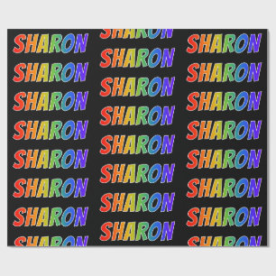 Eerste naam Regenboog "SHARON"; Leuk & Kleurrijk Cadeaupapier