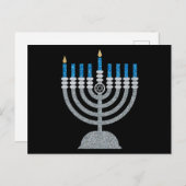 Eerste nacht van het Briefkaart van de Hanukkah Gl (Voorkant / Achterkant)