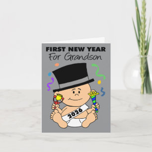 Eerste nieuwjaar van kleinkind 2026 Confetti Feestdagen Kaart