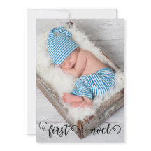 Eerste Noel Baby kerst Label rustieke fotokaart