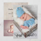 Eerste Noel Baby kerst Label rustieke fotokaart Feestdagenkaart (Voorkant / Achterkant)