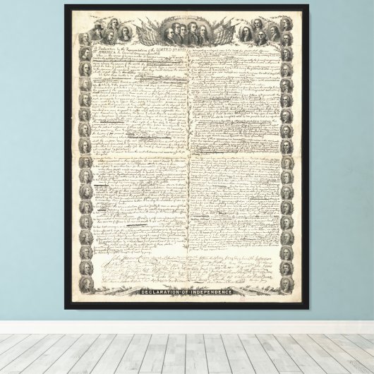 Eerste ontwerp van de onafhankelijkheidsverklaring canvas afdruk (Insitu (Houten vloer))