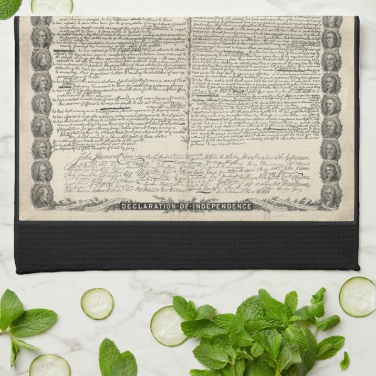 Eerste ontwerp van de onafhankelijkheidsverklaring theedoek (Gevouwen)